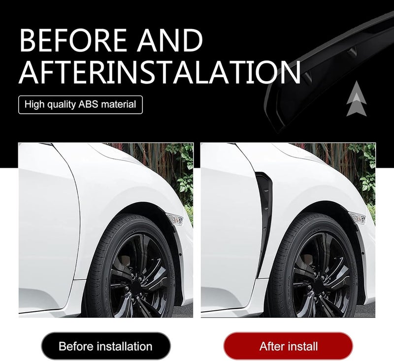winterrock 2PCS Car Fender Side Vents, ABS Air Wing Vent Trim Sticker, Fender Decoration Sticker, Styling Auto Air Flow Intake Hole Spoiler Decor Cover, Universal Auto Exterior Accessories - Image 4